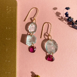 Prana precious gems ✴︎ アクアマリン✴︎ ガーネット✴︎宝石ルースのk14gf ピアス1点もの 9枚目の画像