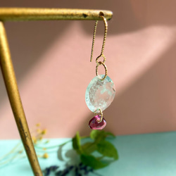 Prana precious gems ✴︎ アクアマリン✴︎ ガーネット✴︎宝石ルースのk14gf ピアス1点もの 5枚目の画像
