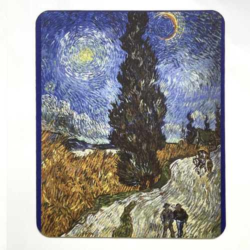 ゴッホ 糸杉と星の見える道（夜のプロヴァンスの田舎道）マウスパッド