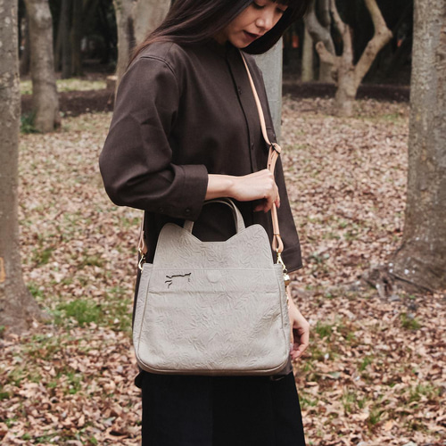 保護ネコ支援【aoneco】2wayショルダーバッグ グレージュ チケット