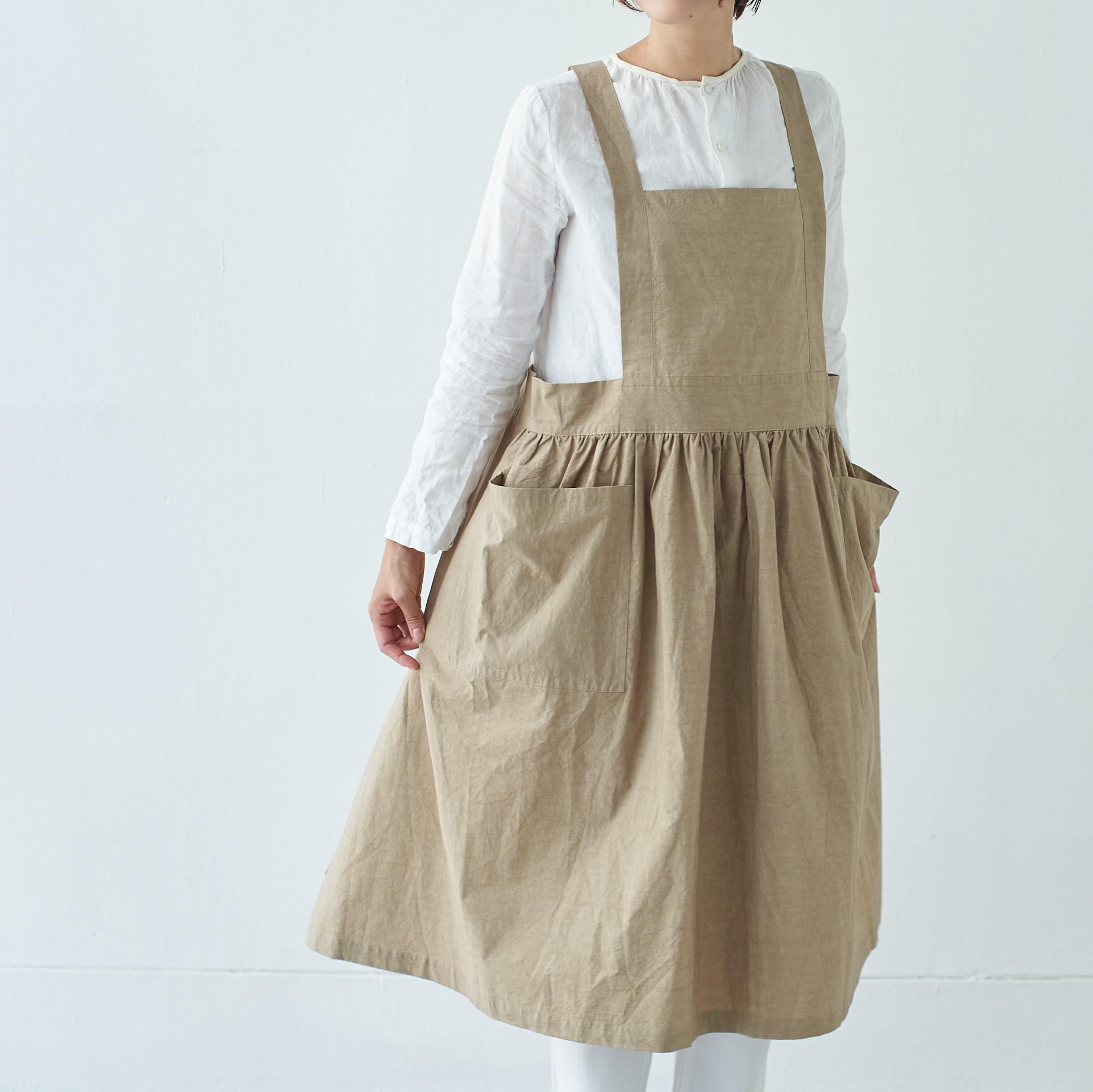 ピナフォアエプロン pinaforeapron / コットン cotton ベージュ