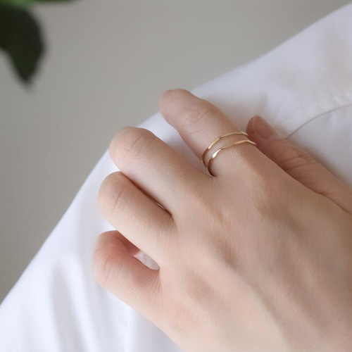 14kgf】フリーサイズの2連リング【ゴールドフィルド】【K14GF