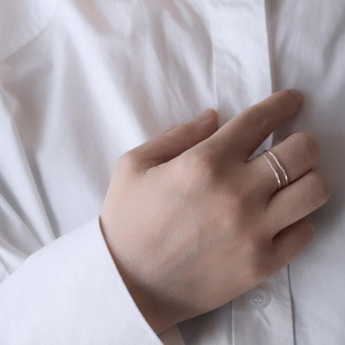 silver925】 フリーサイズの2連リング【sv925】【スターリング