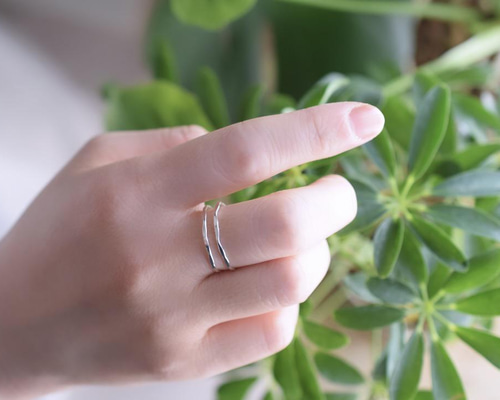 silver925】 フリーサイズの2連リング【sv925】【スターリング