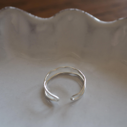 silver925】 フリーサイズの2連リング【sv925】【スターリング