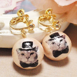 ☆❤️ 猫 ねこ ハート 薔薇 ピアス イヤリング ハンドメイド