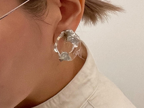Deformation circle earring【A】 3枚目の画像