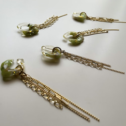 2way earcuff【green×gold chain】 5枚目の画像