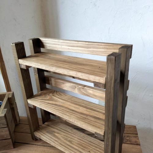 送料込み】無垢材でつくる 3段スパイスラック ― 木目調｜キッチンを