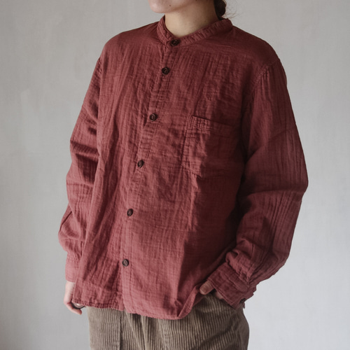 草木染め gauze shirt / 小豆色 インド茜染めダブルガーゼシャツ 草木染め gauze shirt / 小豆色 インド茜染めダブルガーゼシャツ