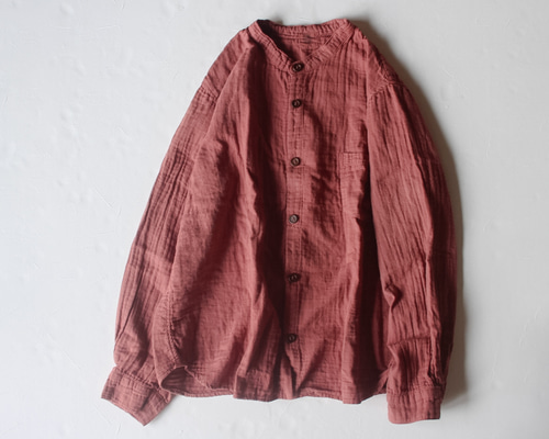 【ISTIST】草木染め gauze shirt 柑子色 ダブルガーゼ（L） 涼風-スズカゼ- | 草木染めダブルガーゼトップス - ISTIST