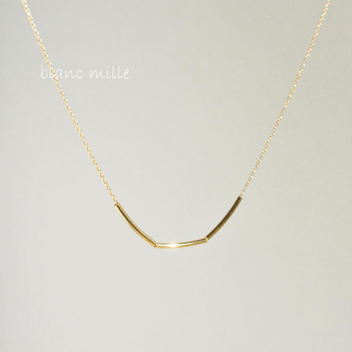 No.nb-3rp○*K18パイプビーズネックレス○*18金無垢 イエロー