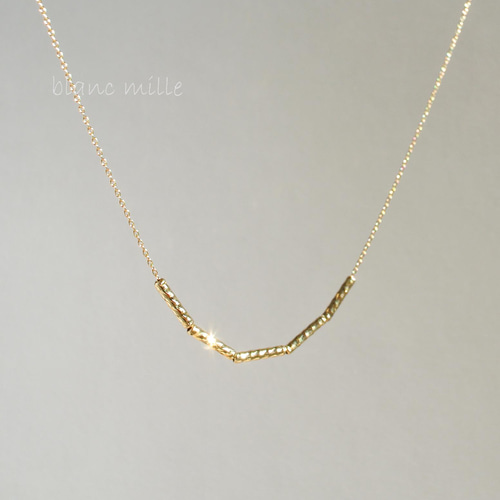 No.nb-5dcp○*K18キラキラパイプビーズ ネックレス○*18金無垢 シンプル きらきら チューブビーズ 18k ネックレス・ペンダント  blancmille 通販｜Creema(クリーマ) 13488798
