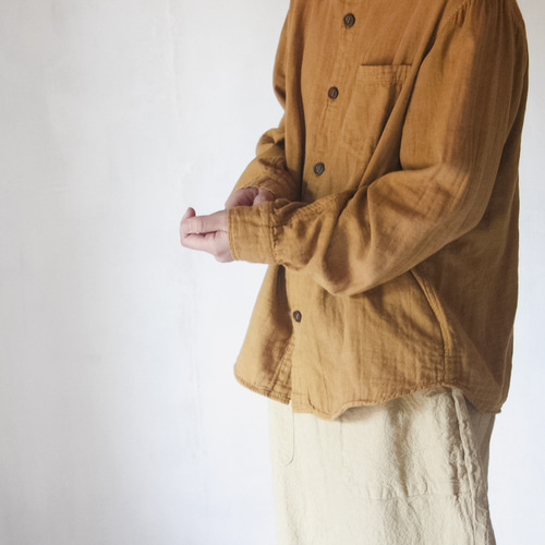ISTIST】草木染め gauze shirt 柑子色 ダブルガーゼ（L）