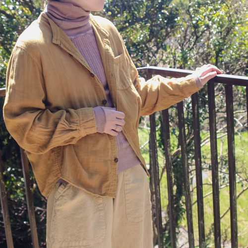 ISTIST】草木染め gauze shirt 柑子色 ダブルガーゼ（L）