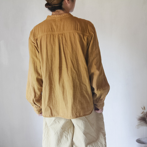 ISTIST】草木染め gauze shirt 柑子色 ダブルガーゼ（L）