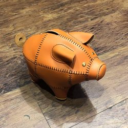 ¥32,000→¥20,000 ☆折扣☆獨一無二的拼布皮革小豬存錢罐 第13張的照片