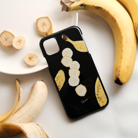 iPhone14対応！【受注生産】iPhoneケース　整列バナナ（ブラック） 1枚目の画像