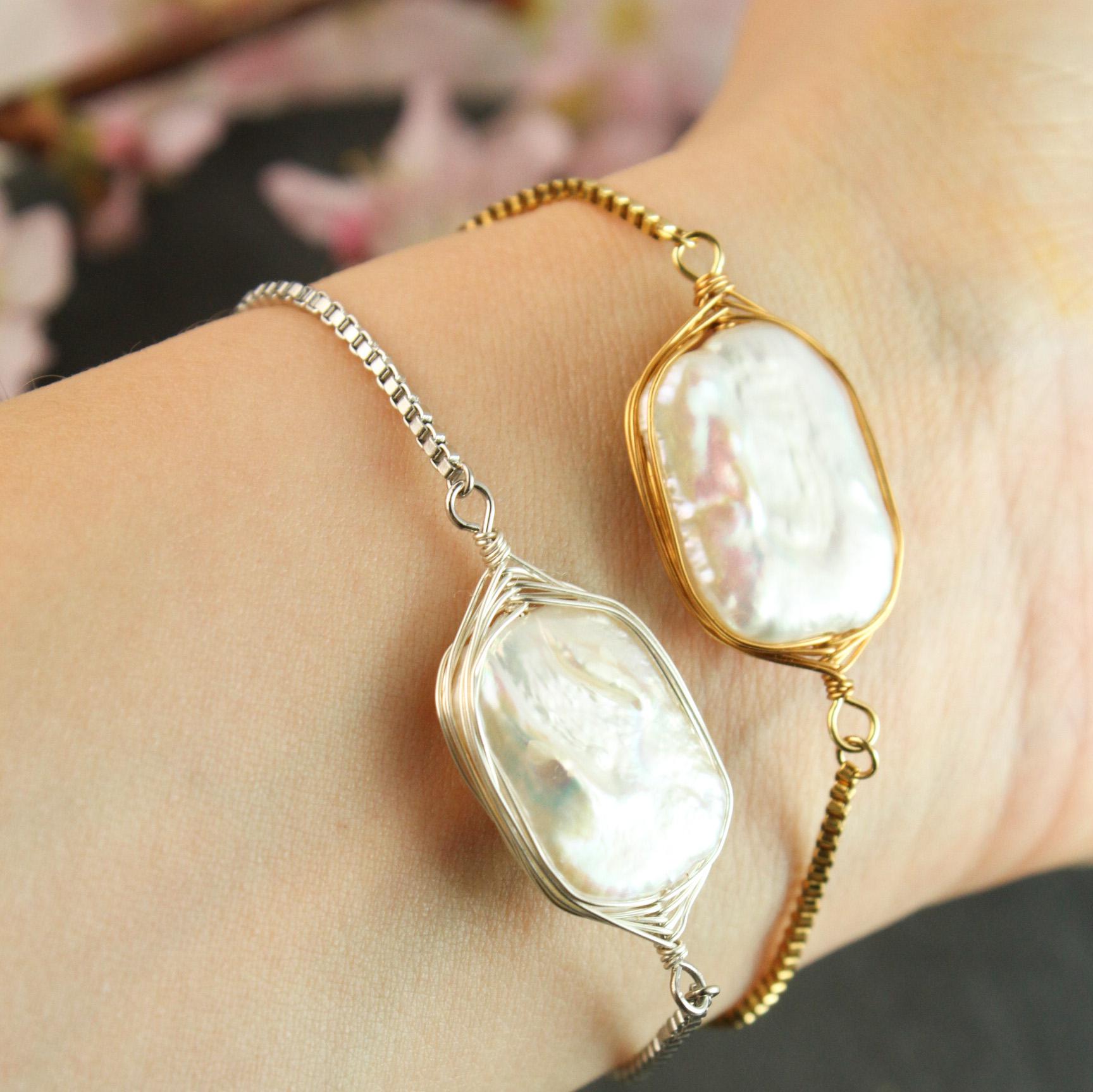 【大粒20ｍｍ】*淡水パール*春ブレスレット