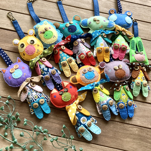 フェルト製動物型キーホルダー アニマルミニキーホルダー かわいいフェルト生地（キーホルダー