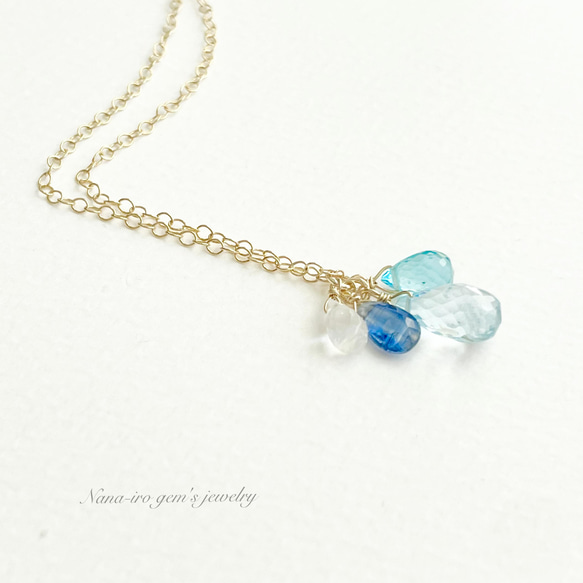 ＊訳あり＊14kgf skybluetopaz × 3stones necklace 10枚目の画像