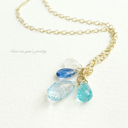 ＊訳あり＊14kgf skybluetopaz × 3stones necklace 6枚目の画像