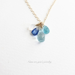 ＊訳あり＊14kgf skybluetopaz × 3stones necklace 4枚目の画像