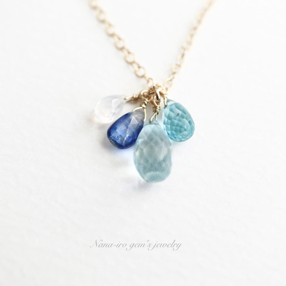 ＊訳あり＊14kgf skybluetopaz × 3stones necklace 5枚目の画像