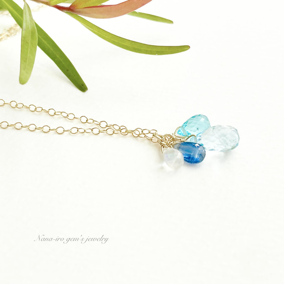 ＊訳あり＊14kgf skybluetopaz × 3stones necklace 8枚目の画像