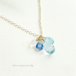 ＊訳あり＊14kgf skybluetopaz × 3stones necklace 12枚目の画像