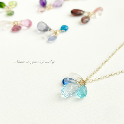 ＊訳あり＊14kgf skybluetopaz × 3stones necklace 2枚目の画像