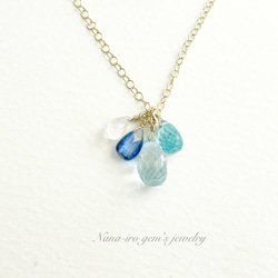 ＊訳あり＊14kgf skybluetopaz × 3stones necklace 13枚目の画像