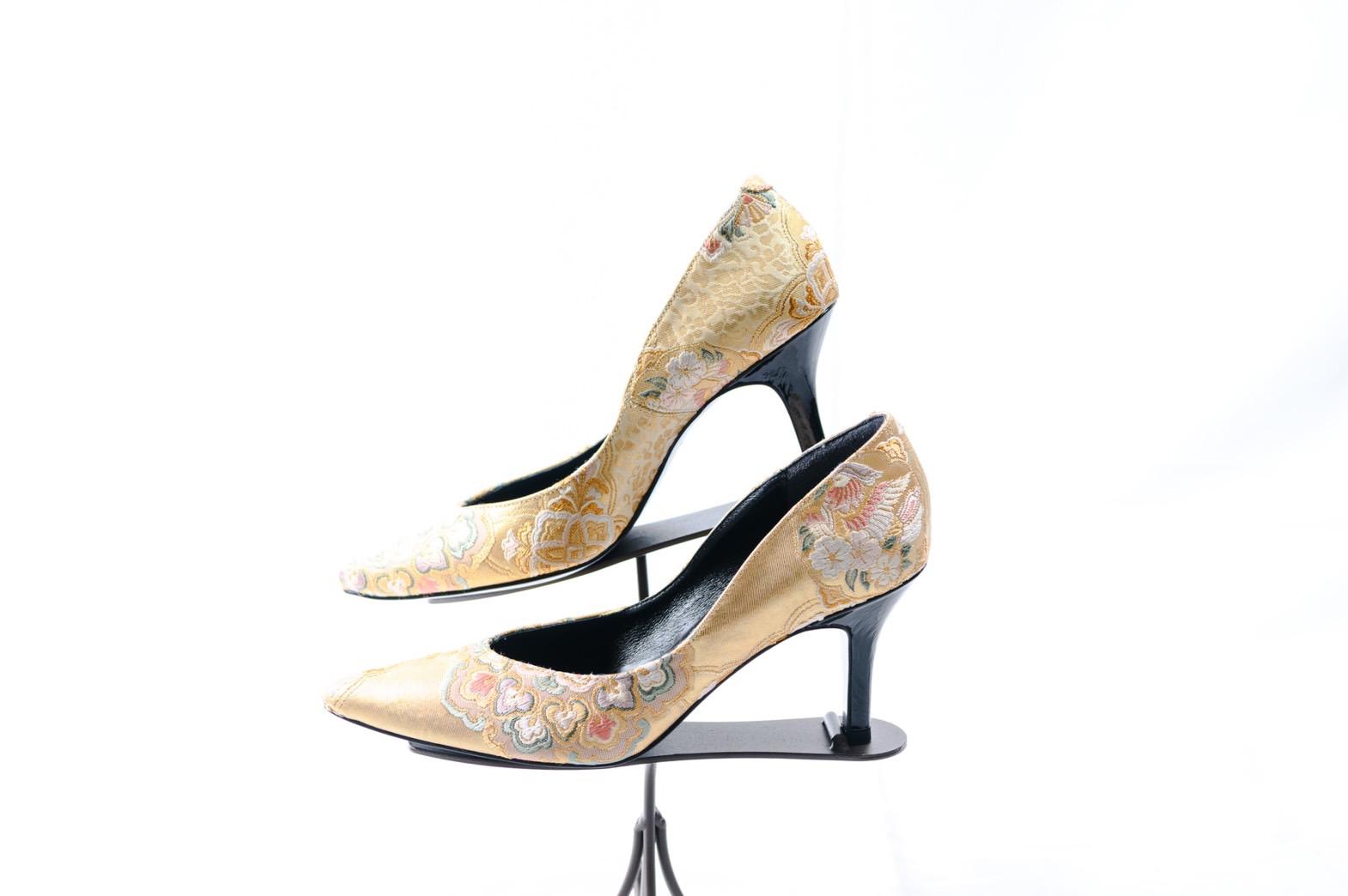 西陣織　袋帯　花鳥金箔　23.0cm