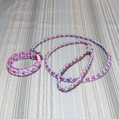 パラコード リード LoveLove編み 小型～中型犬用(全長120cm