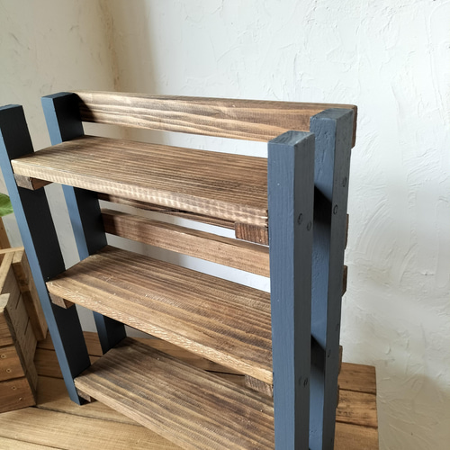 スパイスラック 調味料棚 小物収納棚 ディキシーブルー 木目調 マルチ