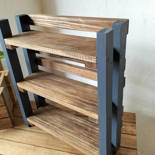 送料込み】無垢材でつくる 3段スパイスラック ― ディキシーブルー