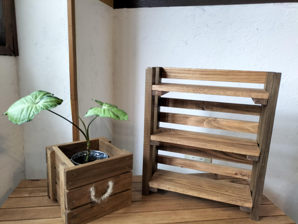 スパイスラック　調味料棚　小物収納棚　ディキシーブルー　木目調　マルチラック　木製ラック 10枚目の画像