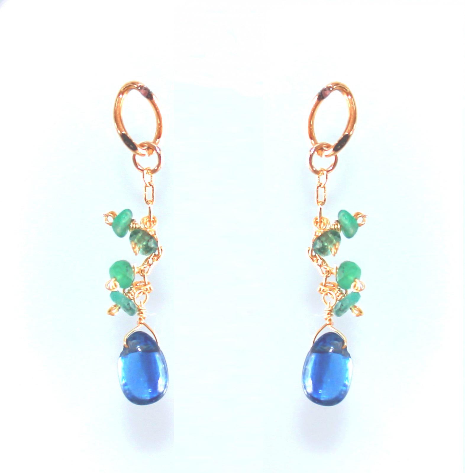 - shunmin - Kyanite & Emerald Earrings/Pierce