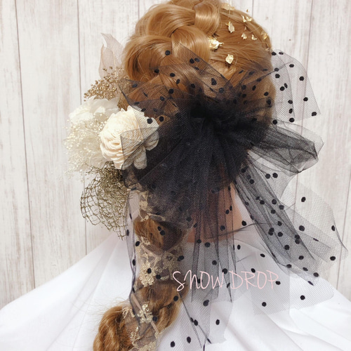 省スペース 洗える おしゃれ チュールリボン????ヘッドドレス♡髪飾り