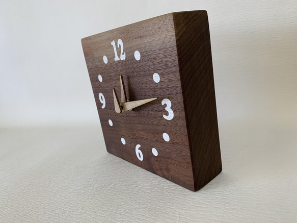 木の時計＜ウォールナット＞・置き時計掛け時計wnc-1121　木製時計 2枚目の画像