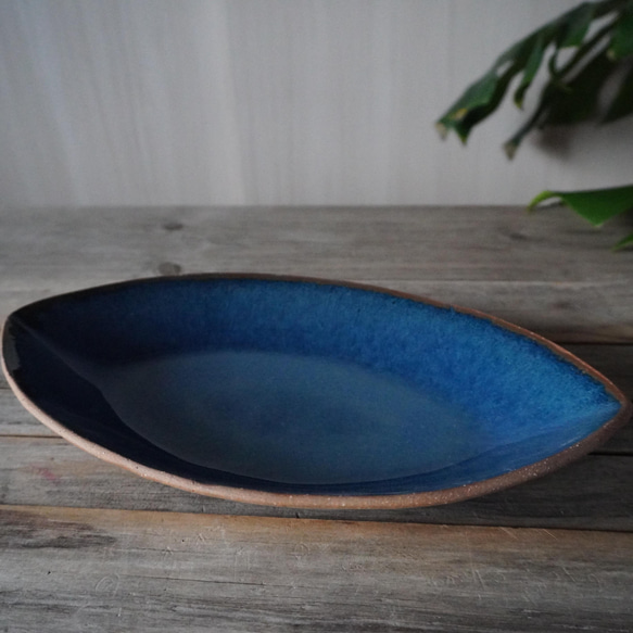 青いボート皿(30cm)　カレー・パスタ・チャーハン・大皿としても 5枚目の画像
