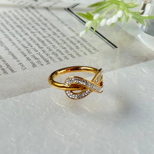 Hyperbola cocktail ring, Infinity, White, Rhodium plated