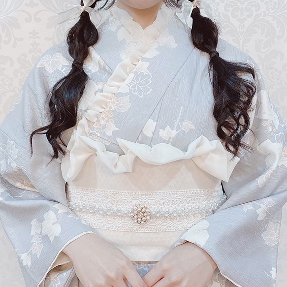 フリル帯揚げ　くしゅくしゅシフォン　帯揚げ　浴衣　着物　和装　卒業式　卒業袴　振袖　成人式　前撮り 10枚目の画像