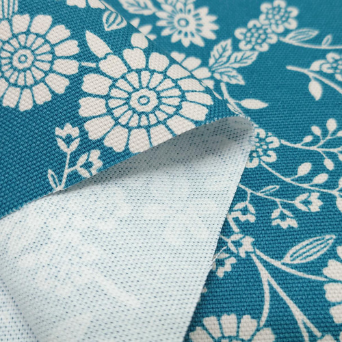 10番オックス 生地【50×110cm】 花柄 小花 白い花 ボタニカル柄 ブルー