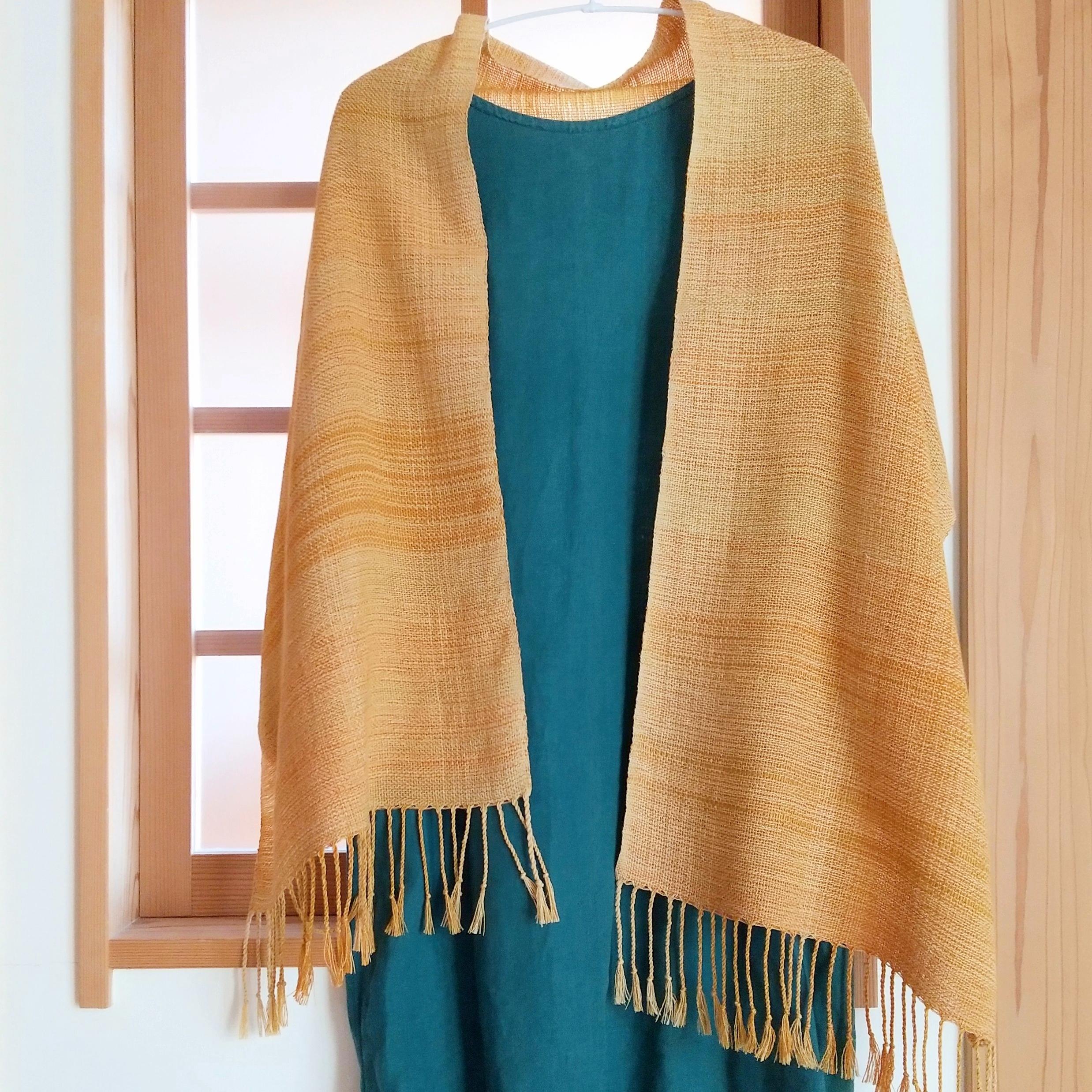 なめらか 手織りコットンストール （お日さま）＊無料ギフトラッピング＊母の日のプレゼントにも