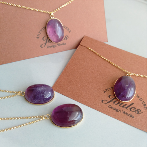 再版 Violet アンティーク調 クラック アメジスト ネックレス / 天然石