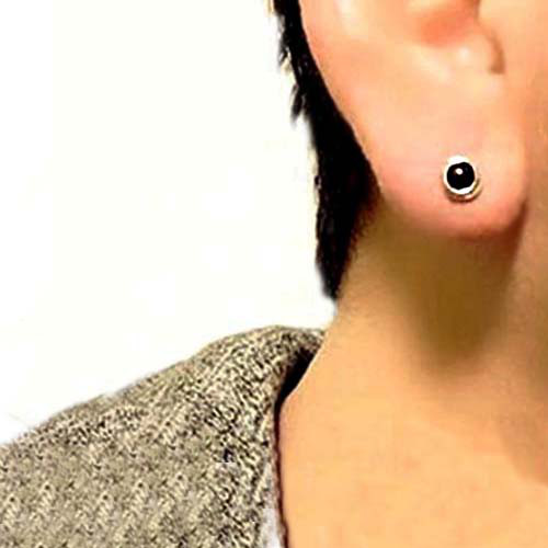 再販/人気の小ぶり一粒ブラックオニキスかっこいいシンプルメンズ