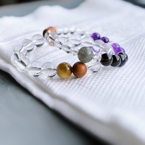 知性と創造性を高める癒しのブレスレット（ラブラドライトとブラウン