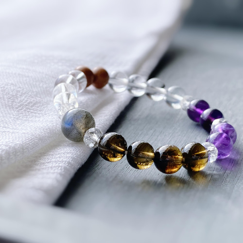 知性と創造性を高める癒しのブレスレット（ラブラドライトとブラウン