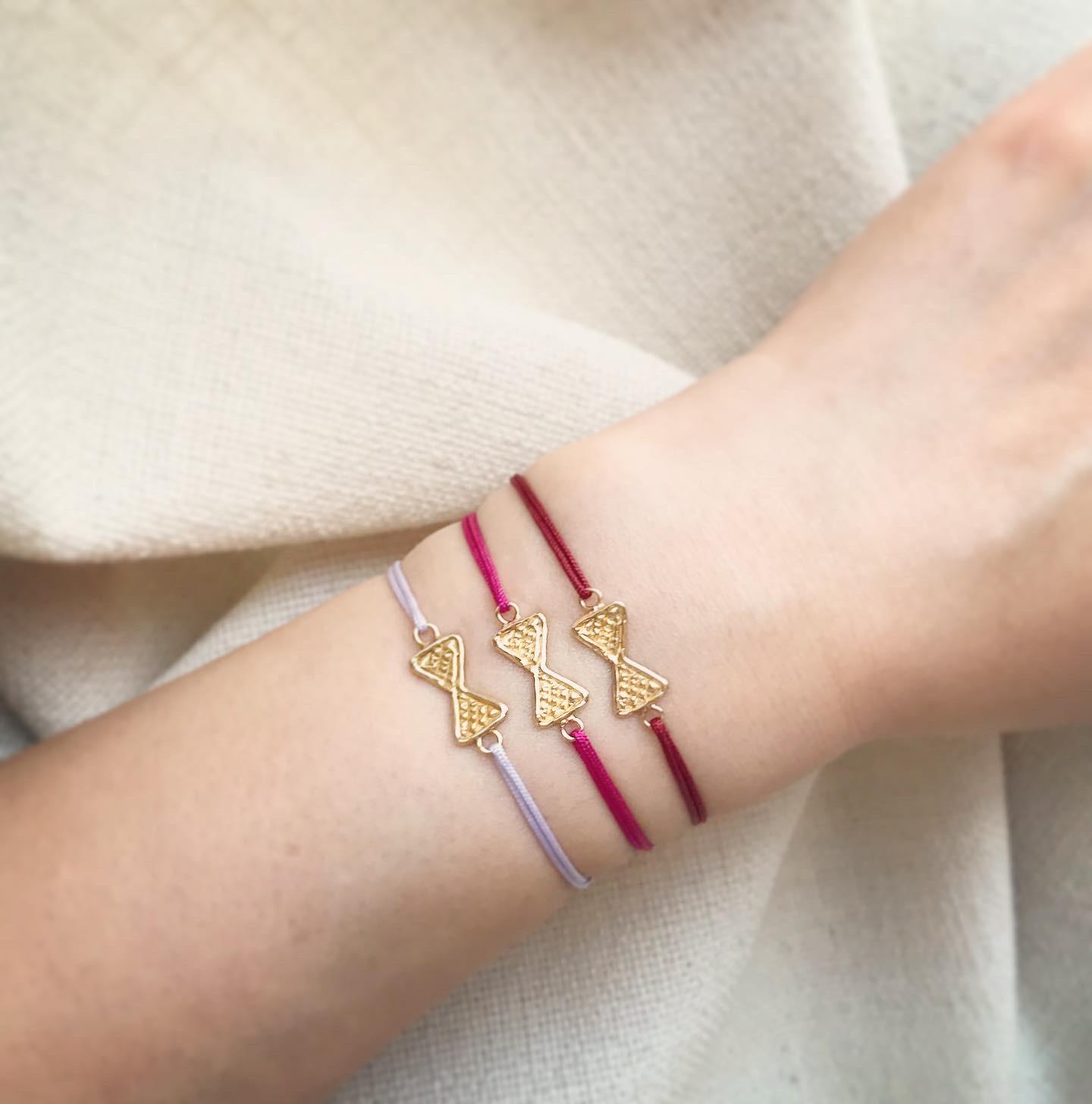 リボンのコードブレスレット（ワッフル）